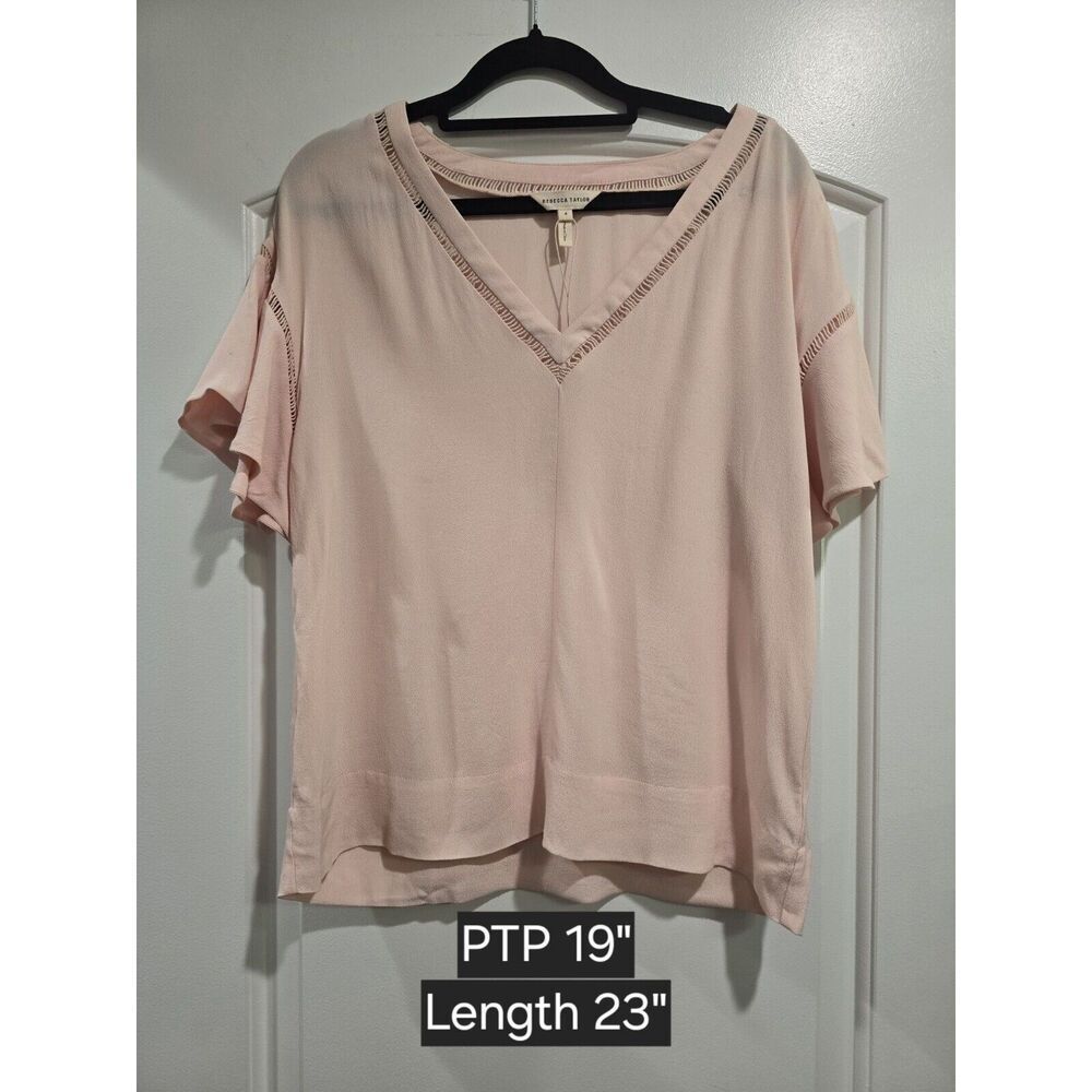 Rebecca Taylor Pink‎ V-neck Crepe Flutter Sleeve Blouse 100% Rayon Size 4